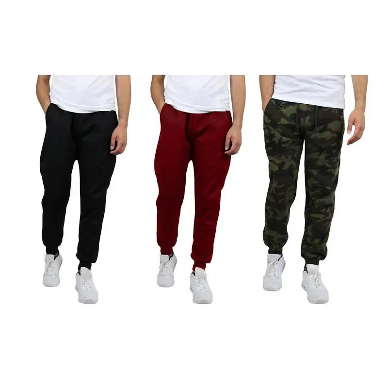 Men's 3 Pack Fleece Active Athletic Jogger Sweatpants with Drawstring