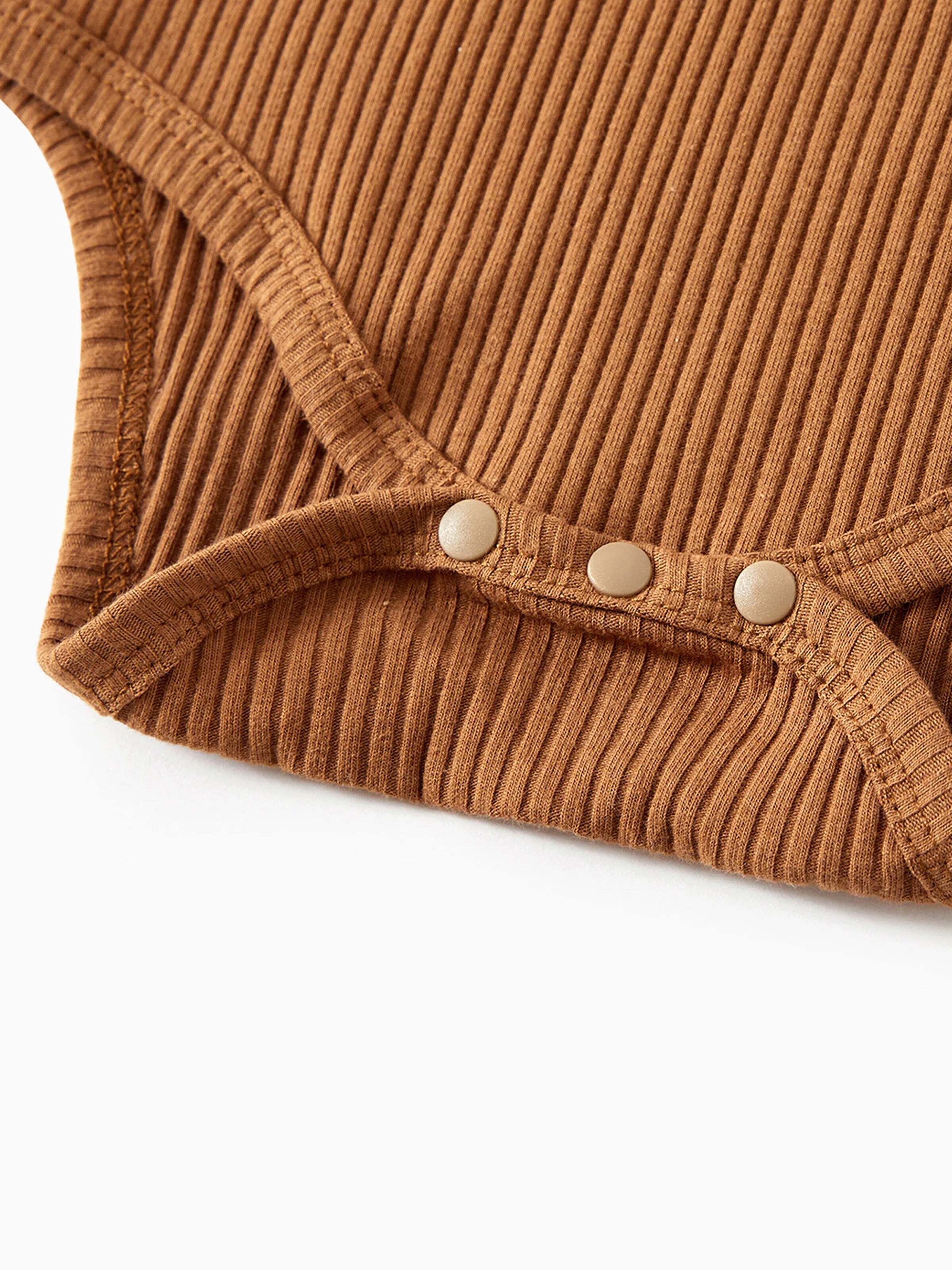 Family Matching Coffee Ribbed Spliced Plaid Belted Dresses and Long-sleeve Colorblock Tops Set Coffee