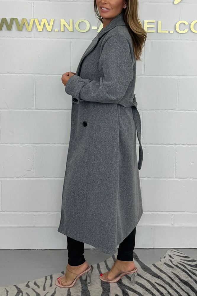Oversize Wool Look Belted Longline Coat