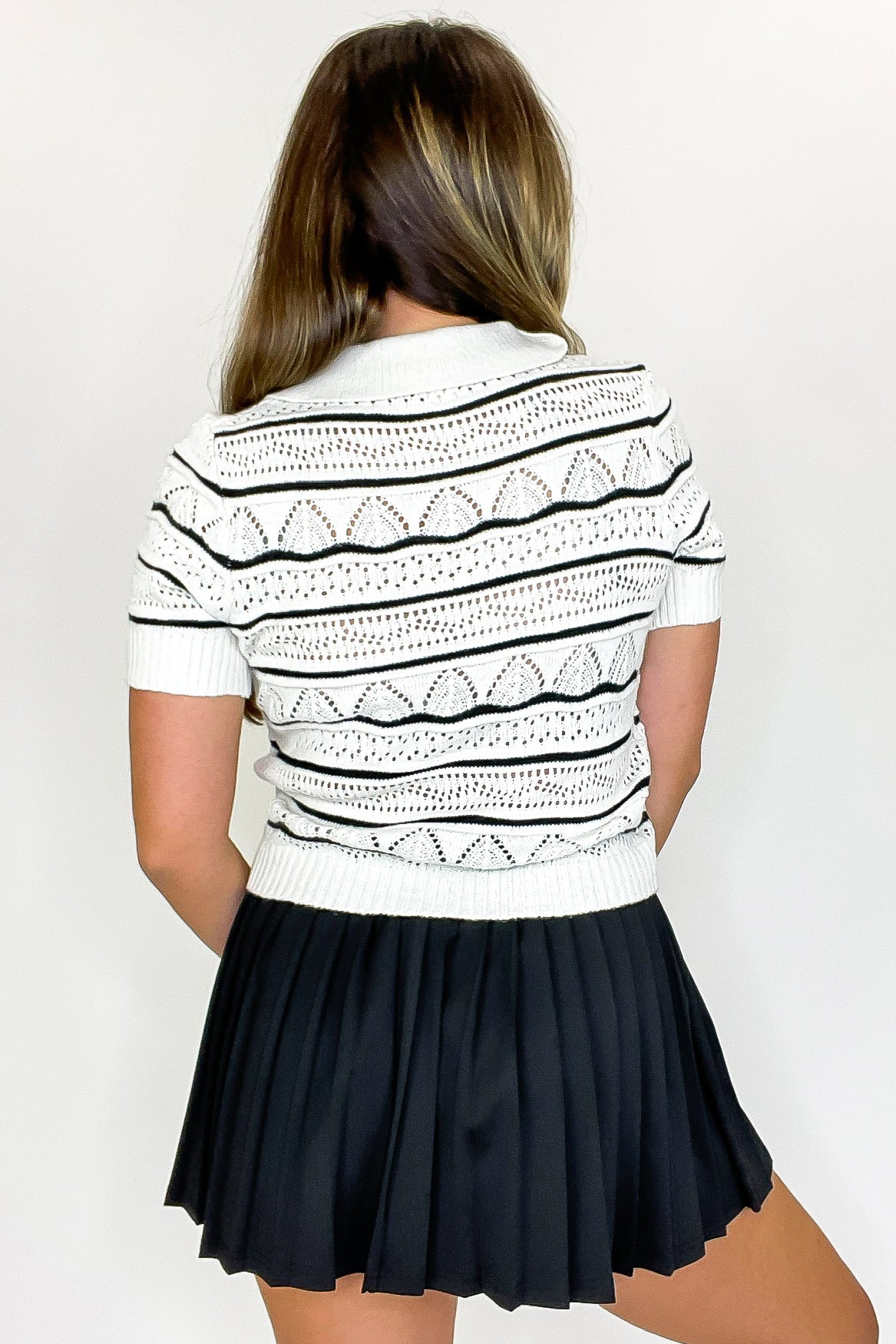 Knit Code Openwork Pattern Top