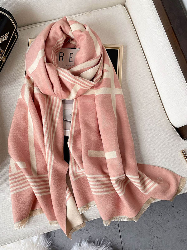 Vintage Keep Warm Striped Tasseled Shawl&Scarf