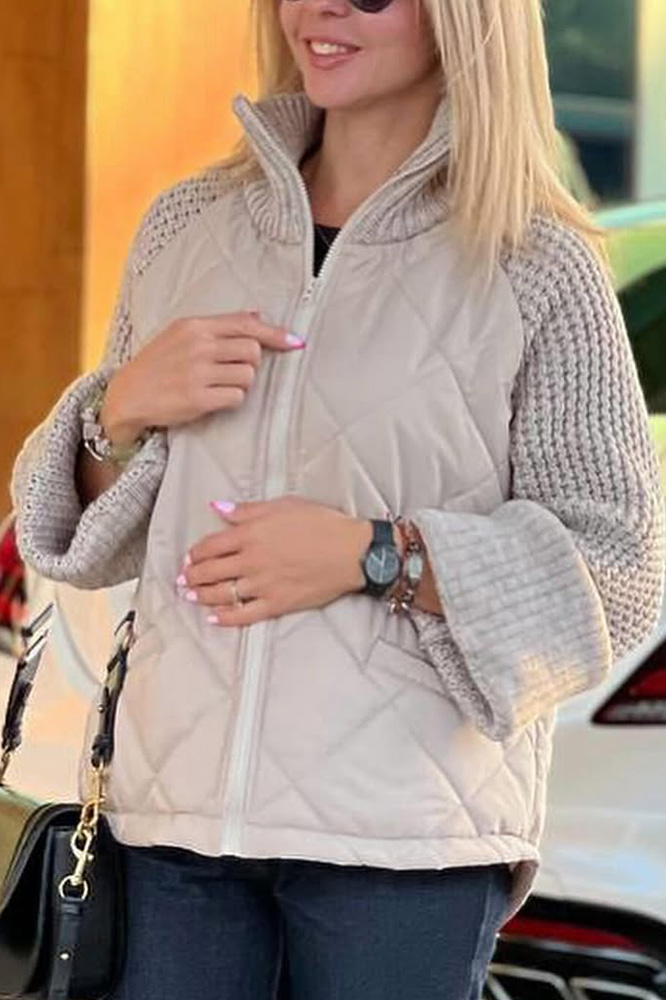 Women's Stylish Knitted Splicing Casual Jacket