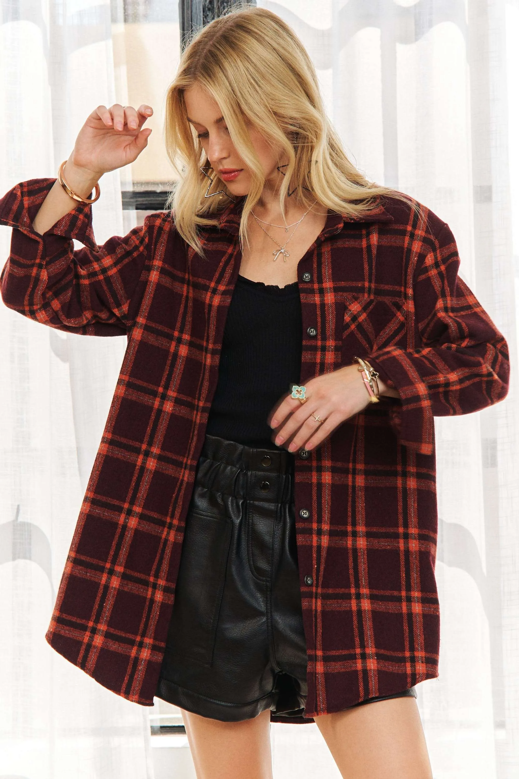 Full Size Button Down Flannel Shirt Plus Size