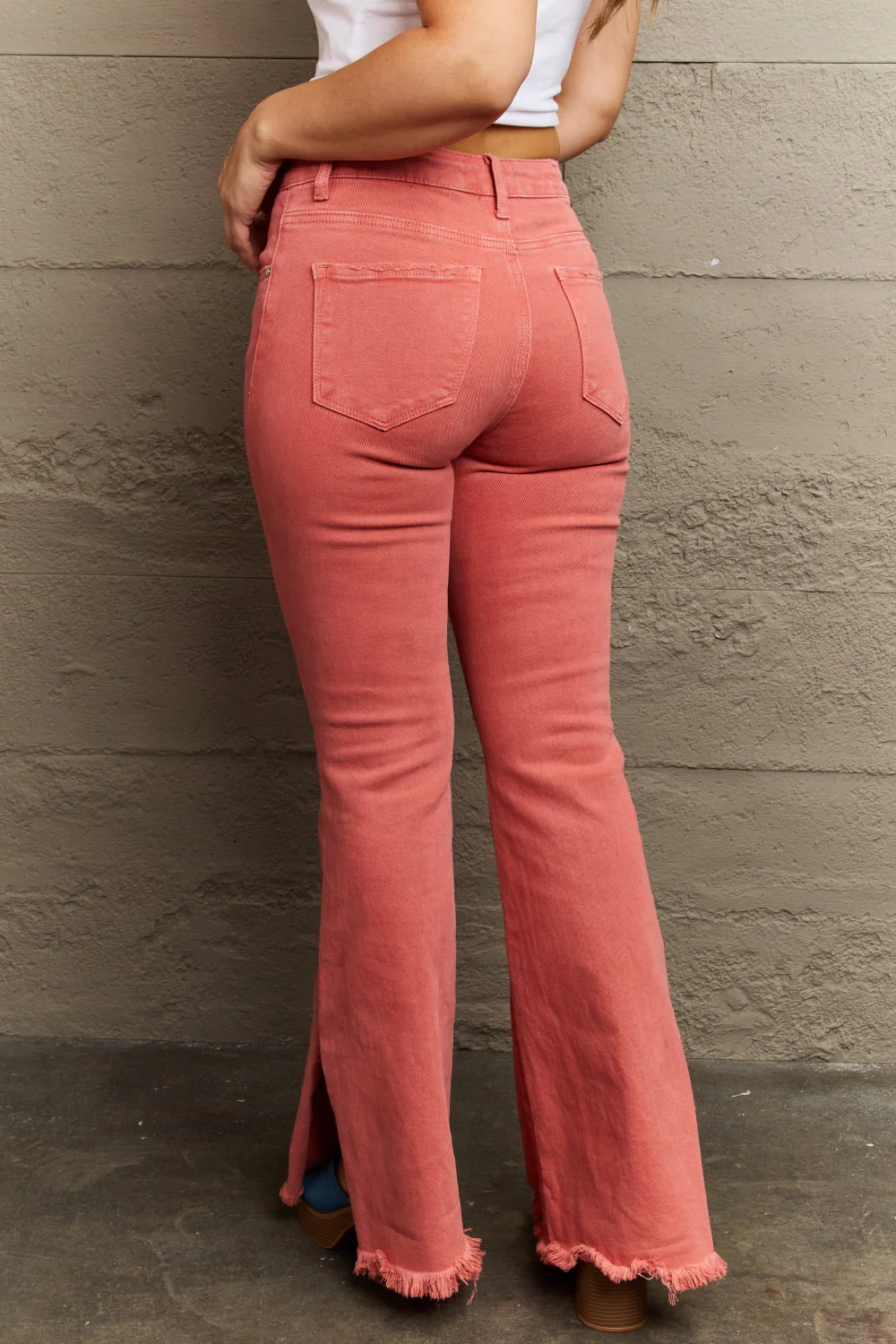 Full Size High Waist Side Slit Flare Jeans