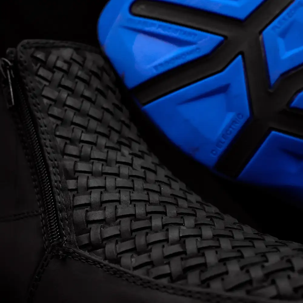 Black Basketweave Leather Botin With 3D Lightweight Soles - Square Toe