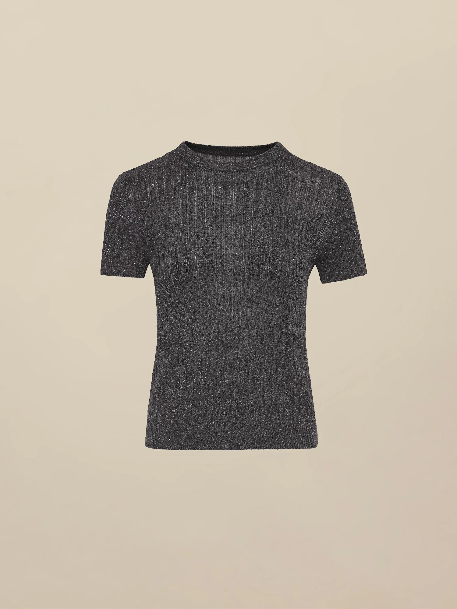 Wool Short Sleeve Sequin Knitted T-Shirt