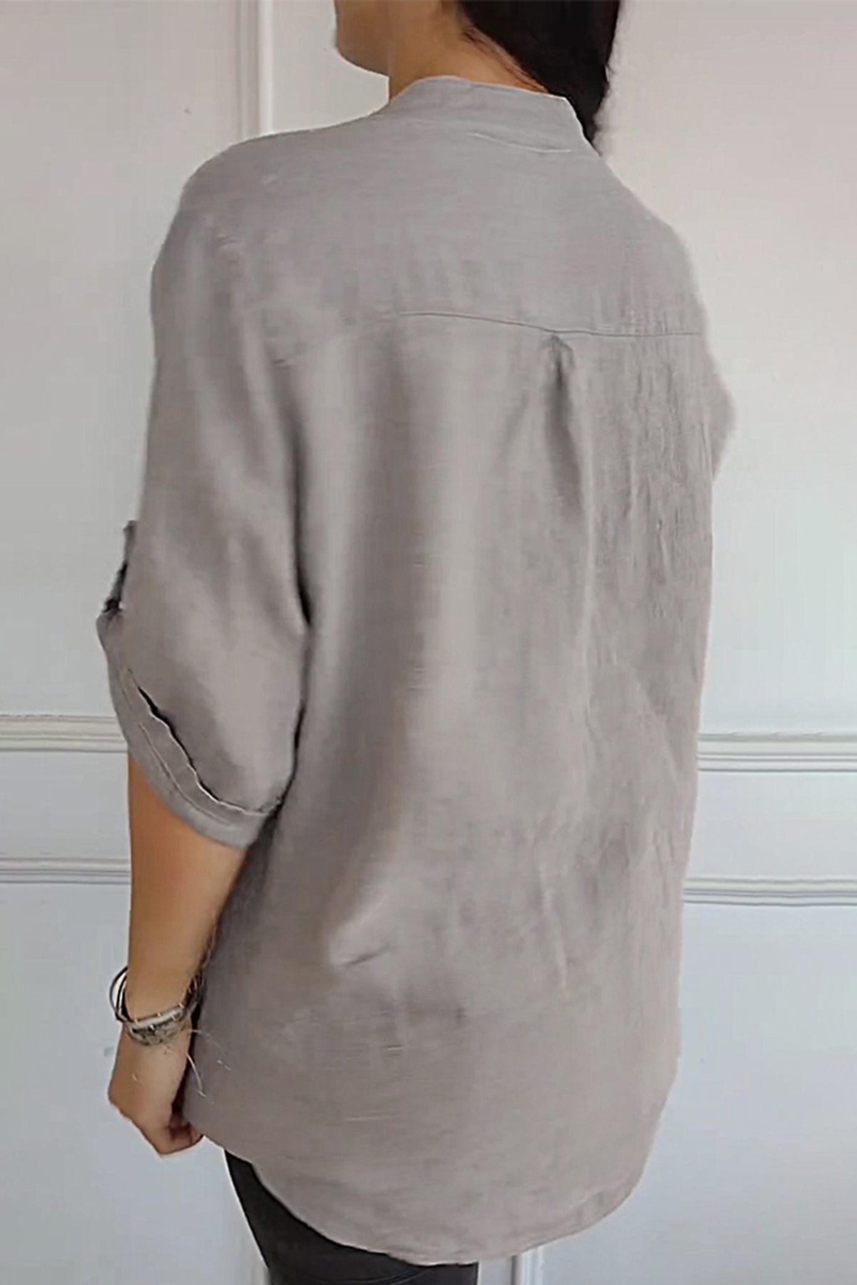 V-neck Cotton And Linen Casual Top