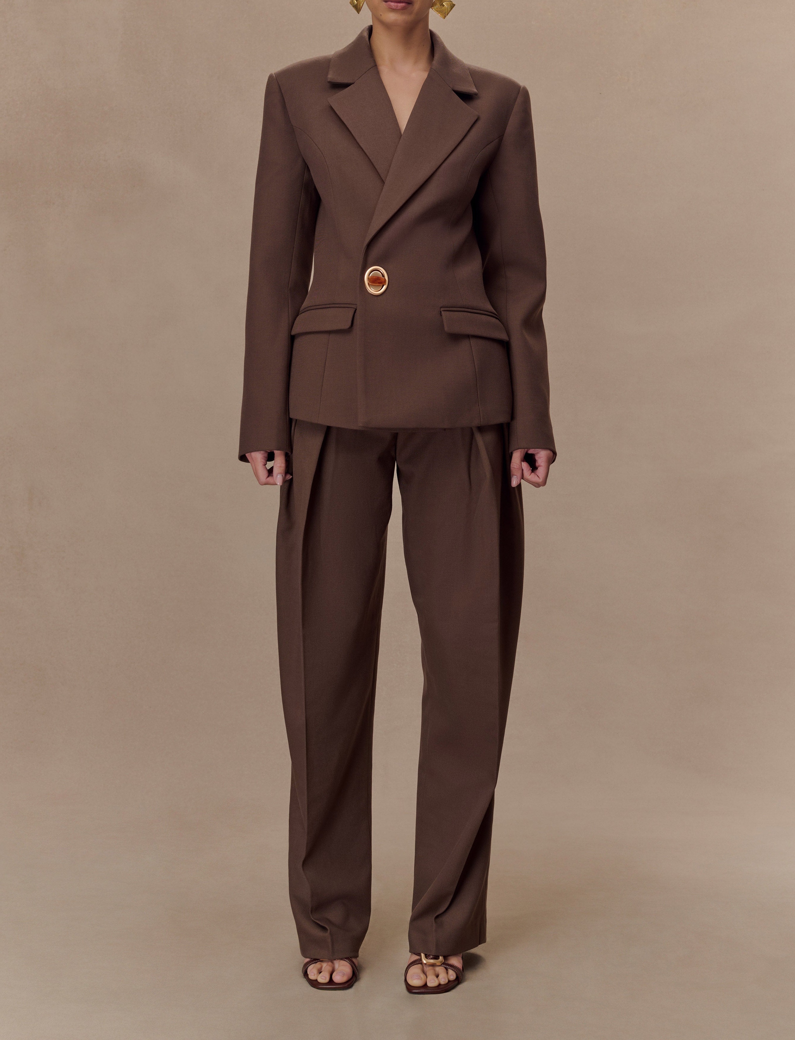 Chocolate Pleated High Waisted Pants