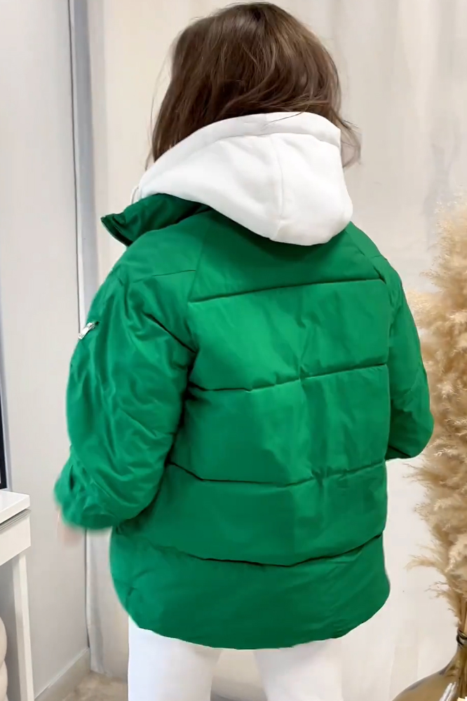 Women's Solid Color Patchwork Knitted Hooded Jacket