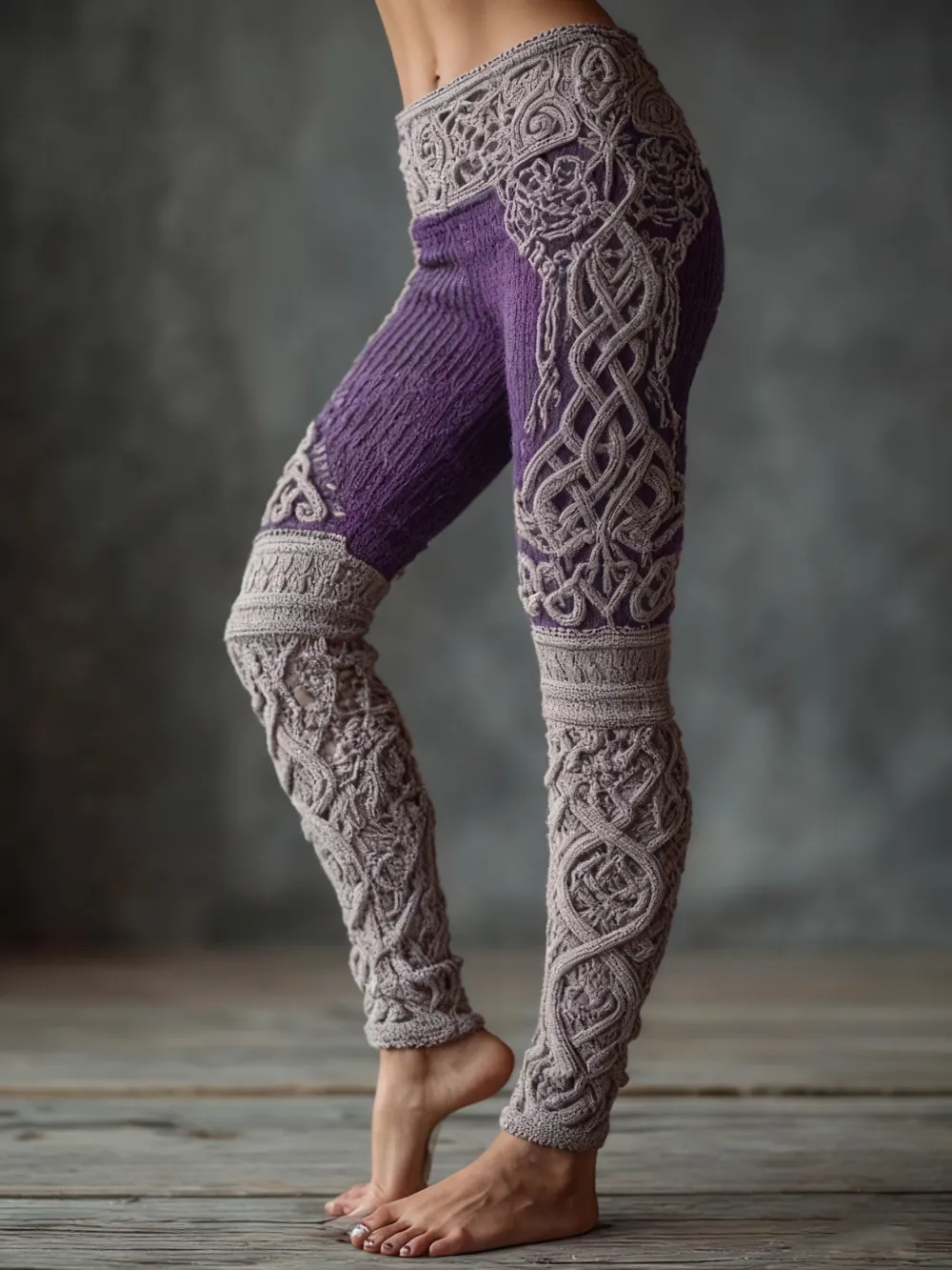 Vintage Viking Celtic Knit Art Knit Jacquard Cozy Leggings