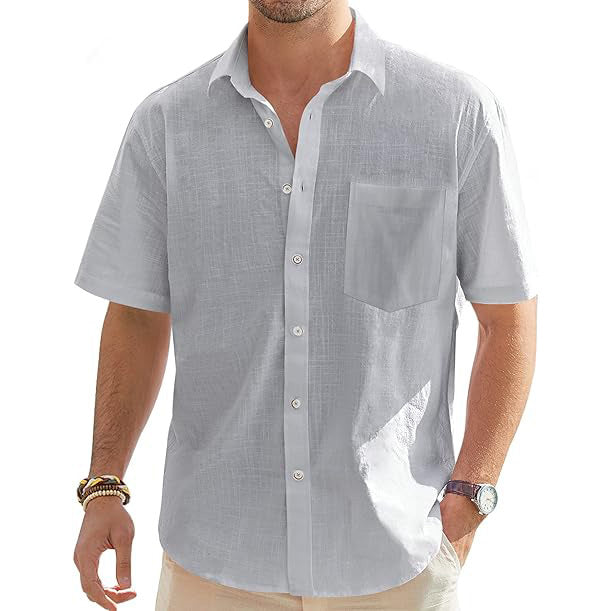 Men's Cotton Linen Short Sleeve Shirts