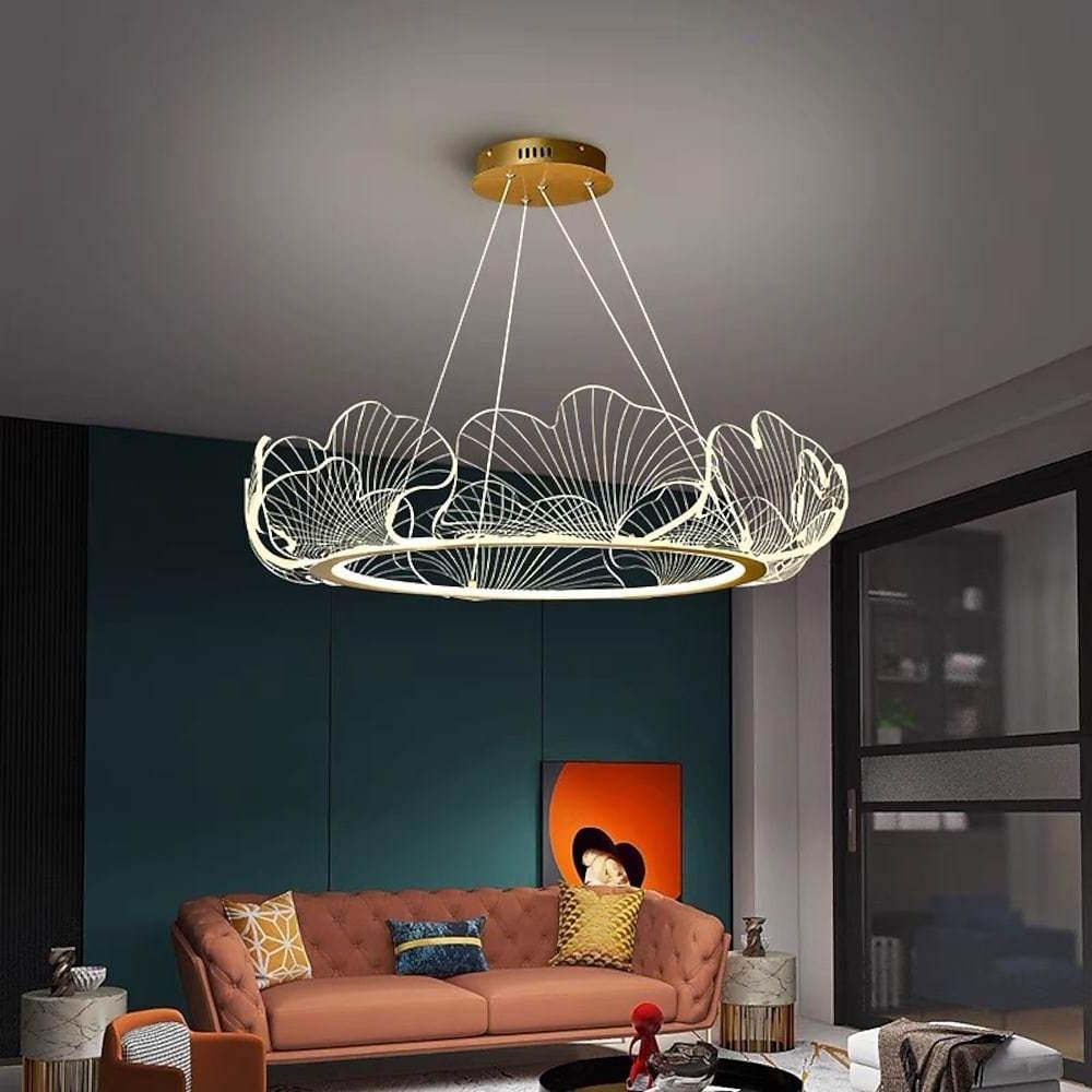 Decorous Leaf Shaped Design Office Chandelier Metal Acrylic Ceiling Light