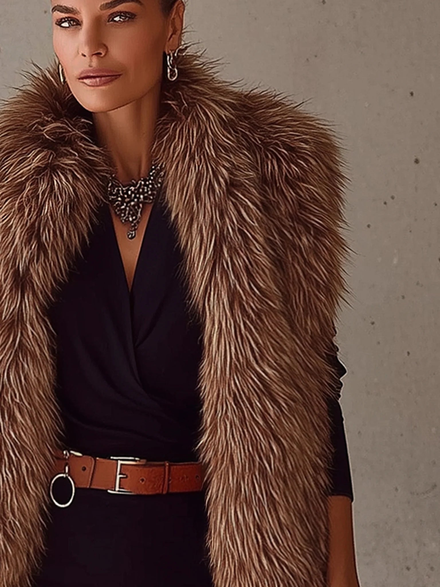 Coffee Gradient Faux Fox Fur Eco Friendly Fur Vest