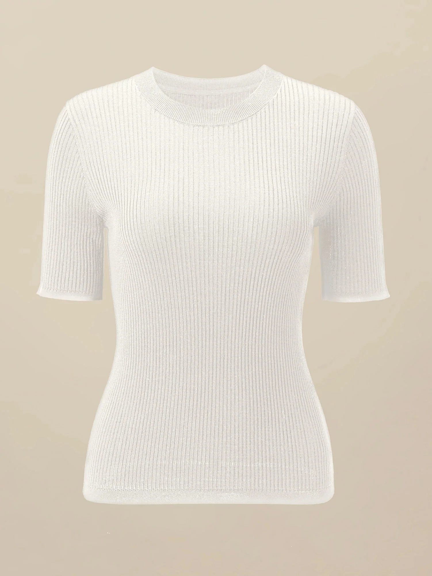 100% Lyocell Ribbed Knit Slim Fit Top