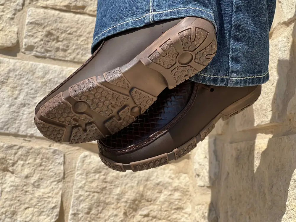 Men’s Brown Woven Leather Boat Shoes