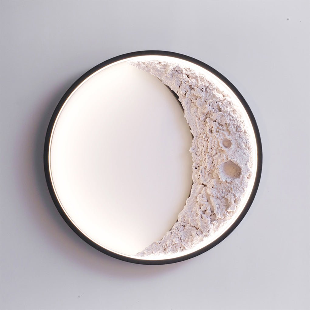 Round Creative Moon Resin Lunar Texture Waterproof Outdoor Wall Lights