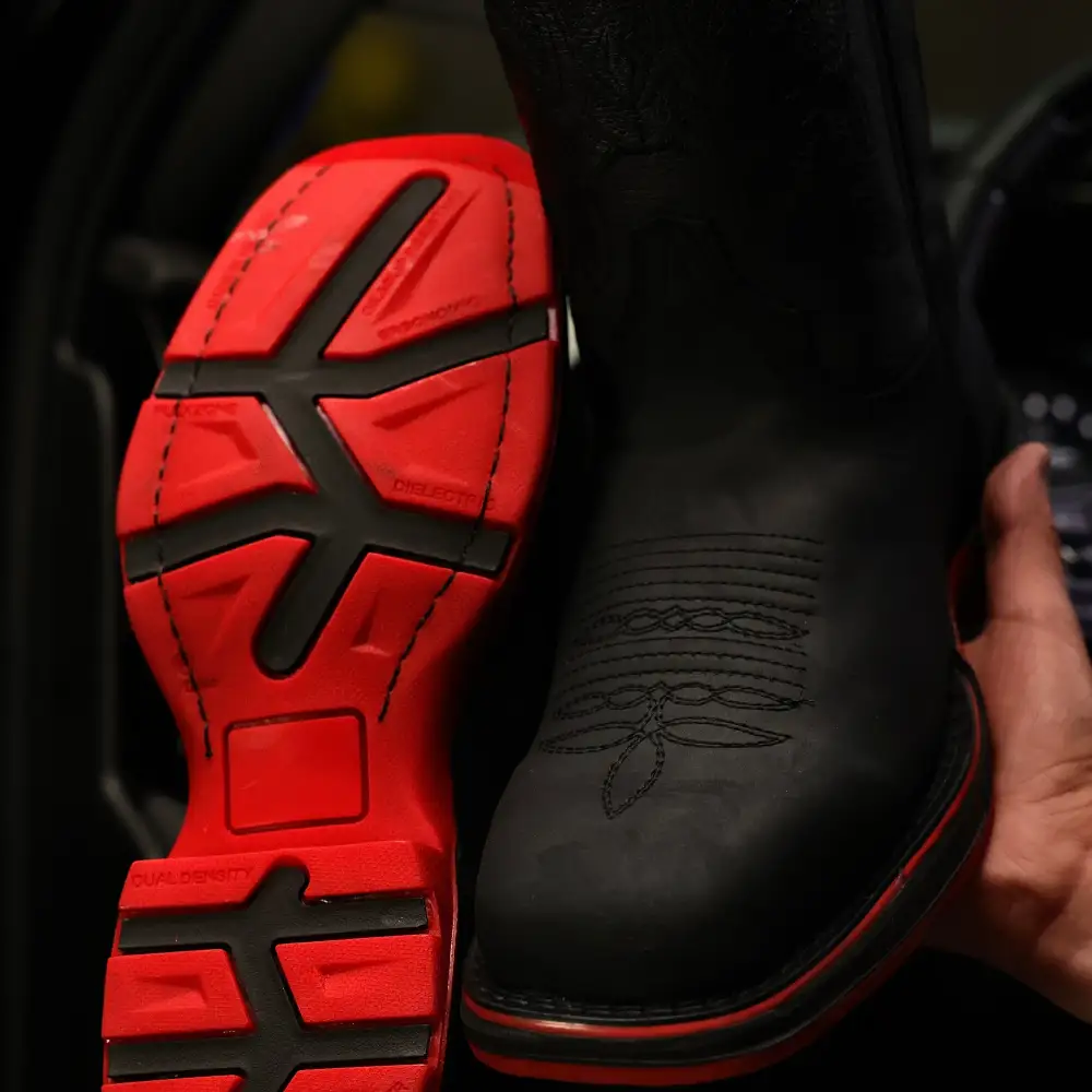 Black Nobuck Leather Boots With 3D Sole - Square Toe