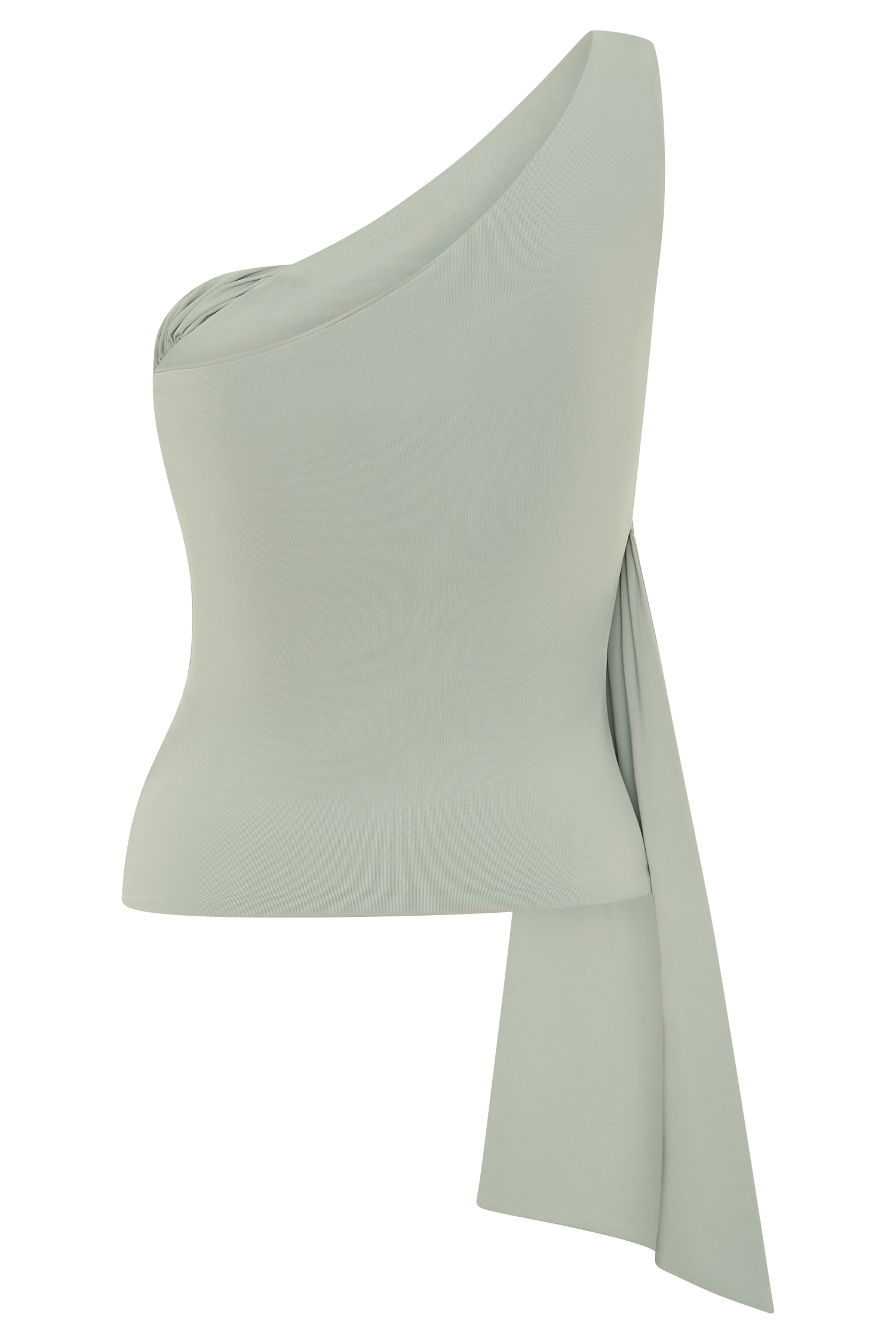 Basil One Shoulder Recycled Nylon Top With Drape