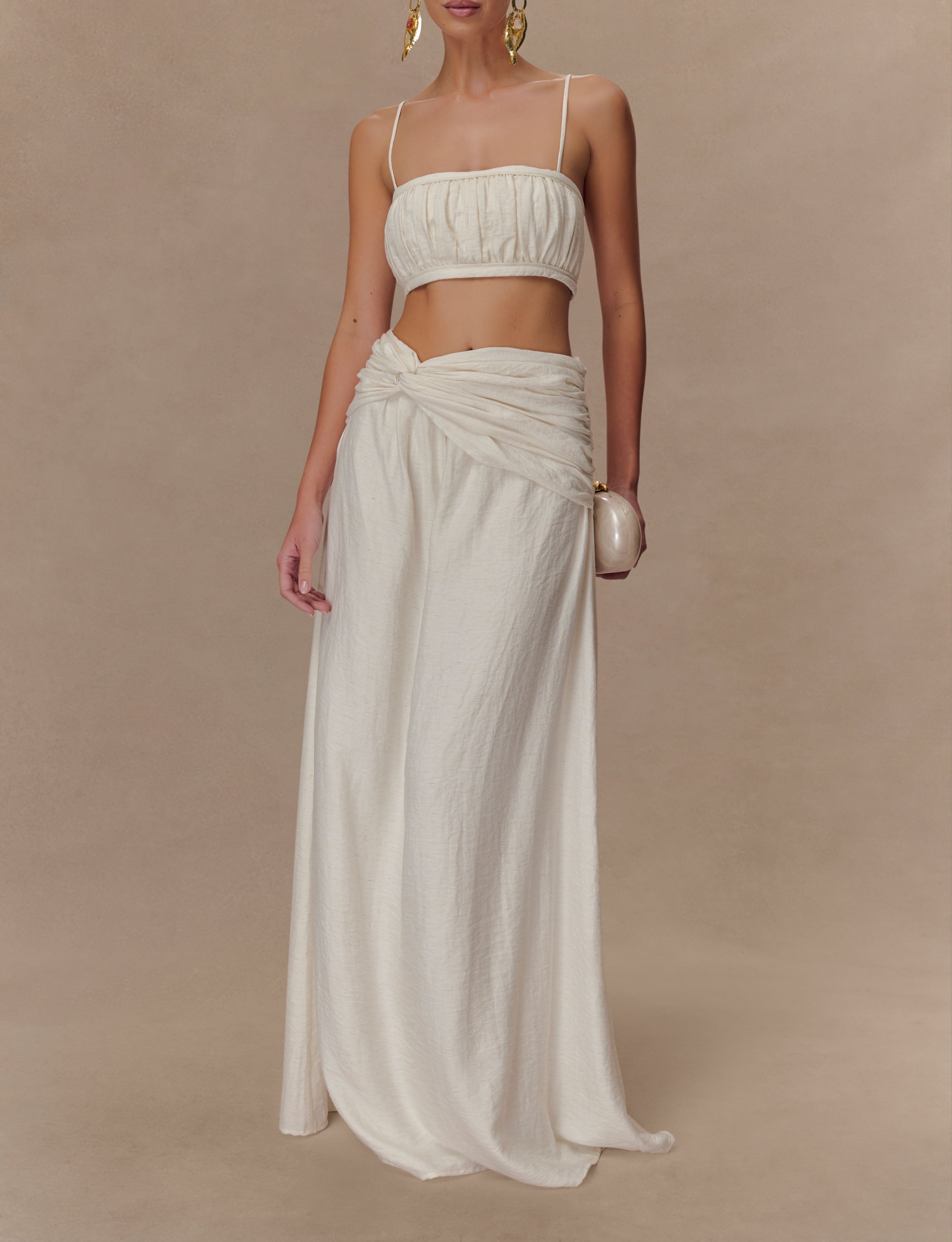 Marle Shirred Linen Bandeau