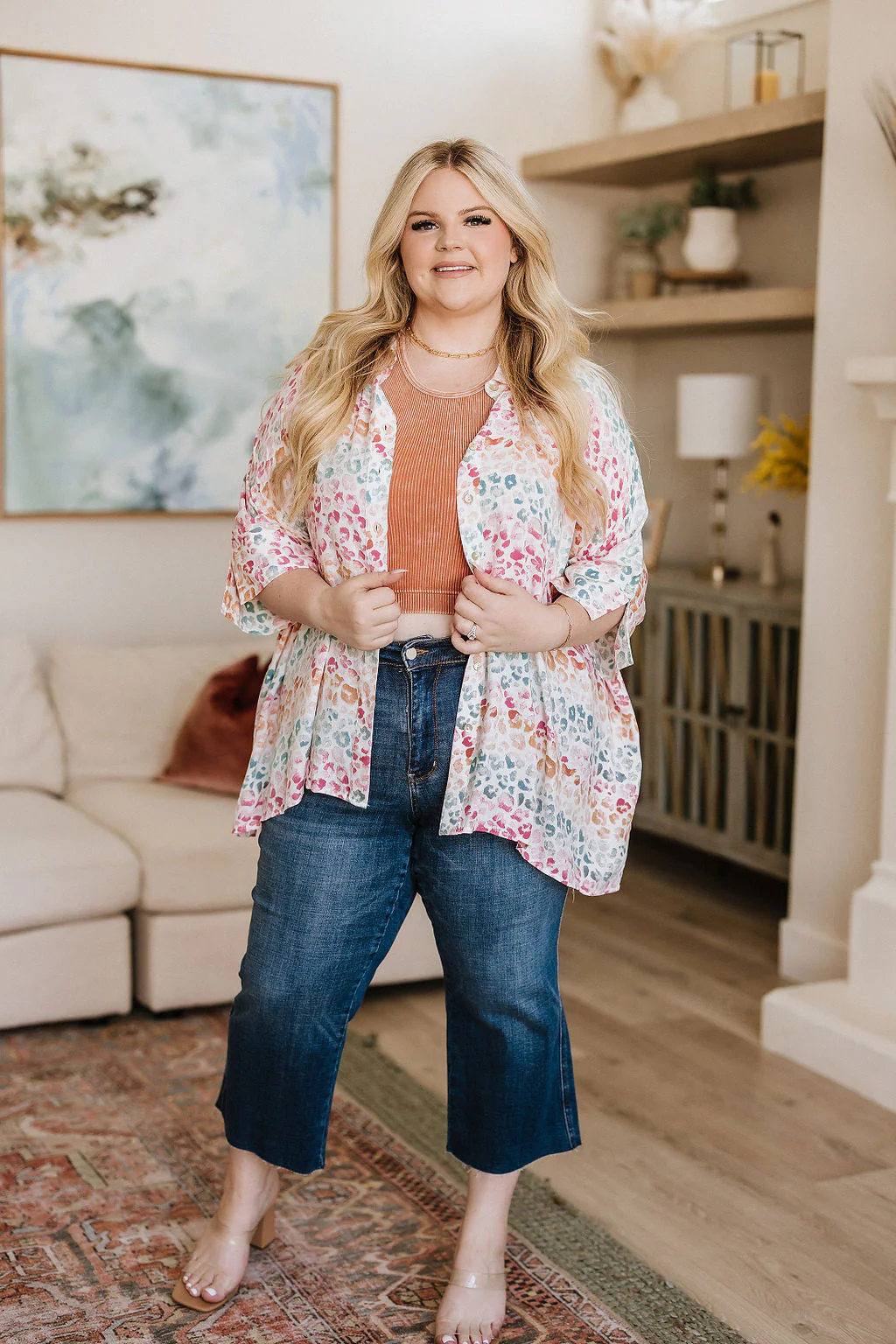 High Rise Wide Leg Crop Jeans