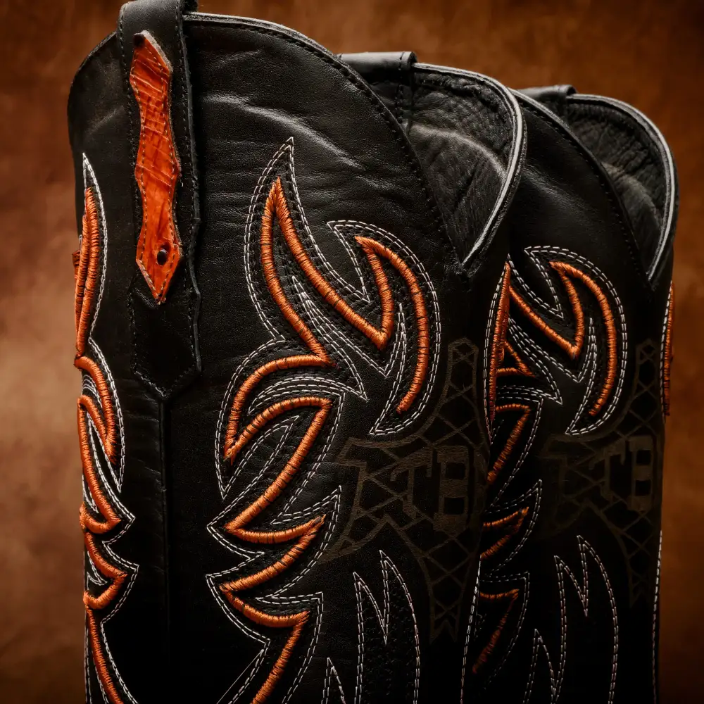 Cognac Ostrich Leather Boots - Square Toe