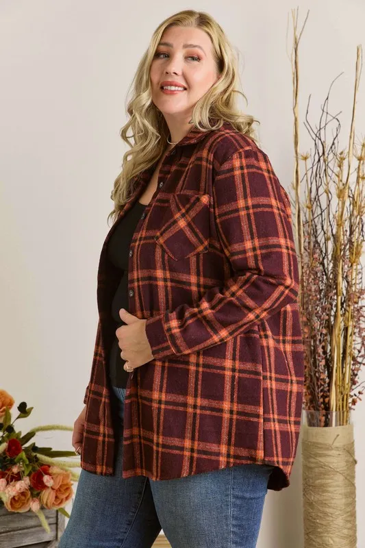Full Size Button Down Flannel Shirt Plus Size