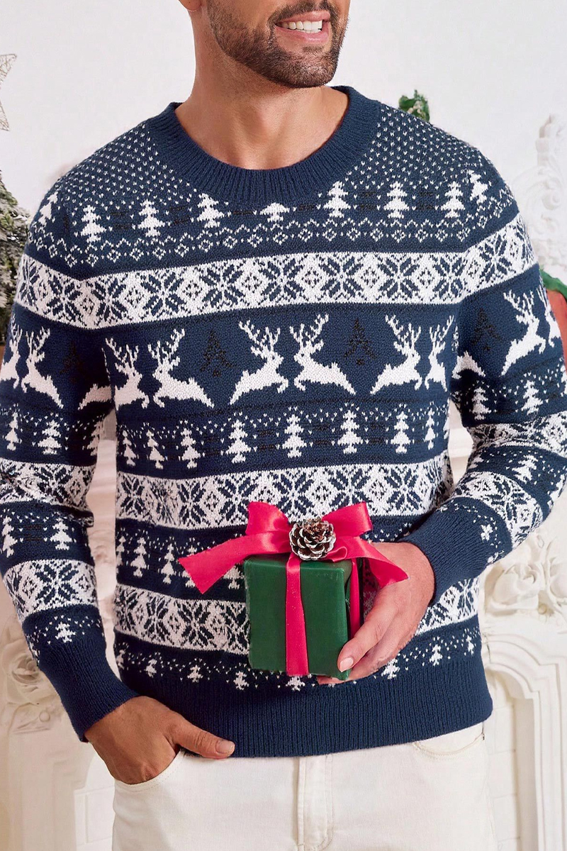 Men's Christmas-themed Crew Neck Sweater