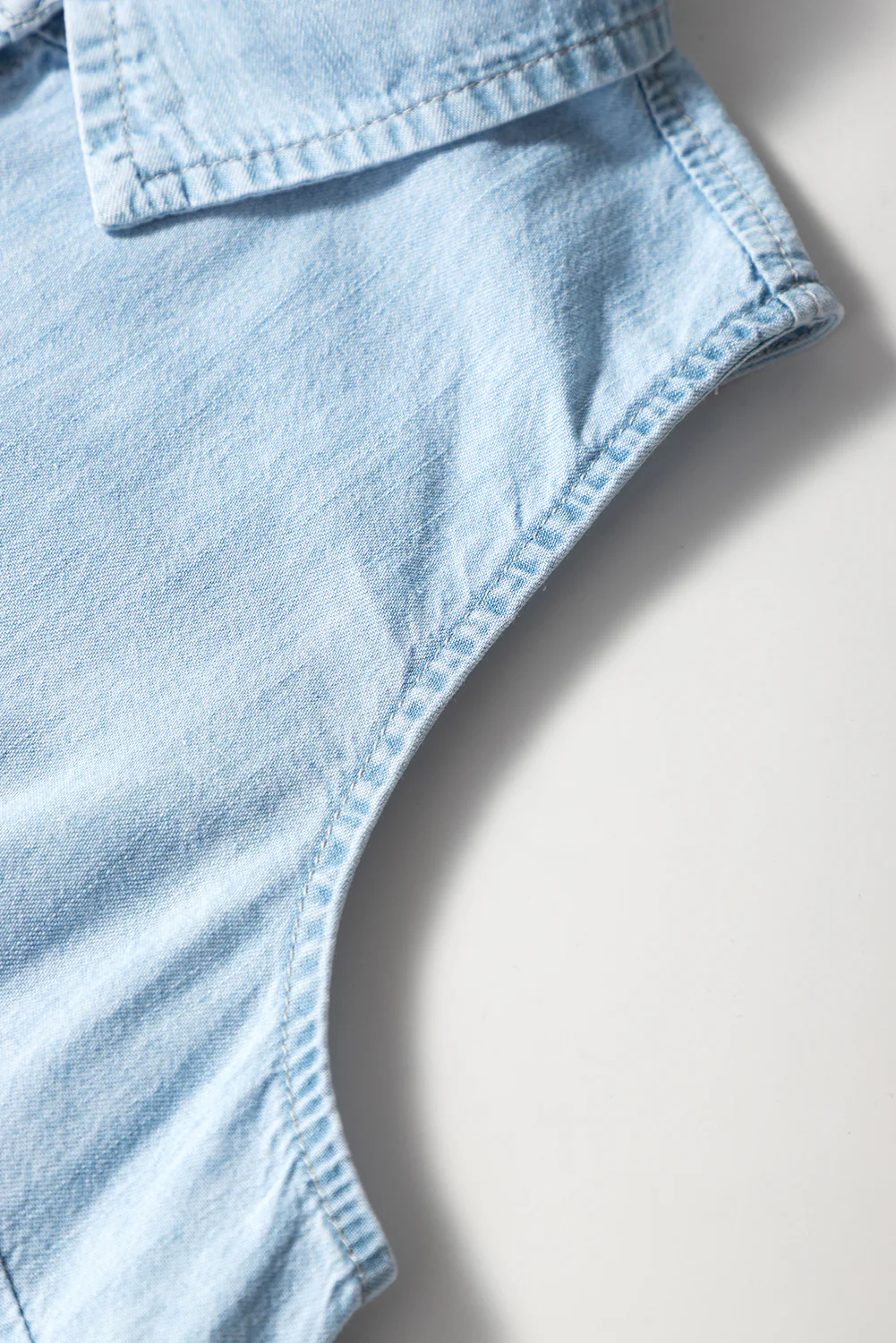 Light Denim Collared Sleeveless Shirt