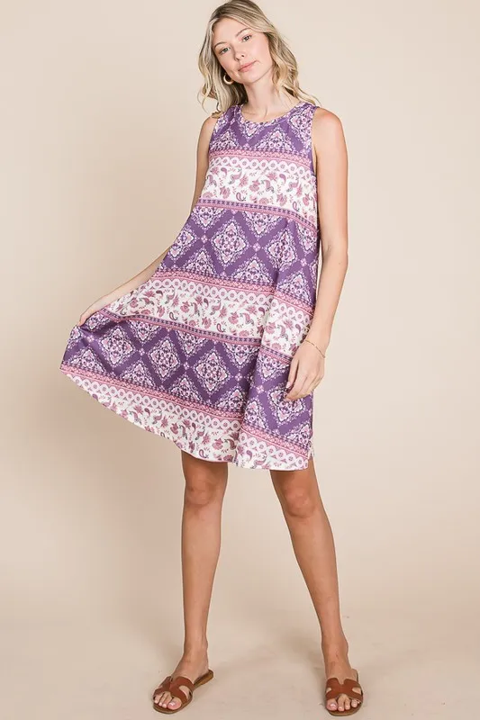 Bohemian Print Sleeveless Dress