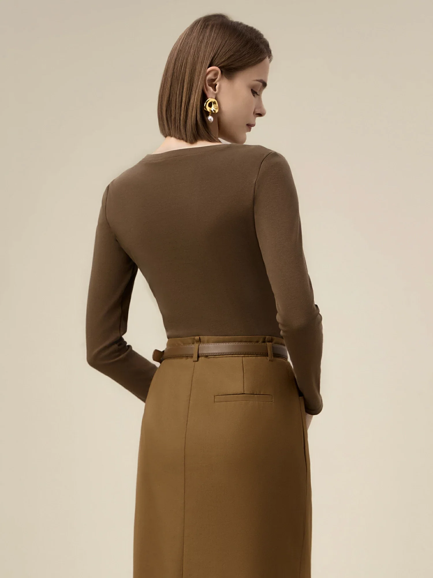 Women's Cotton Round Neck Long Sleeve Cropped Top