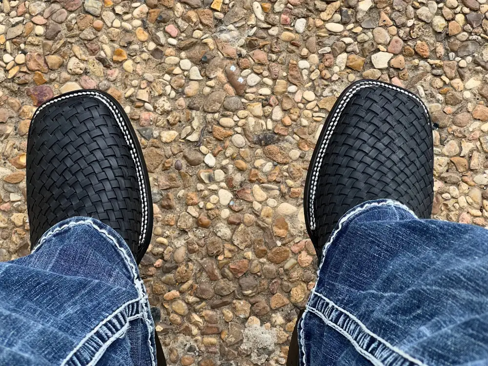 Men’s Black Basket-Weave Ankle Boots