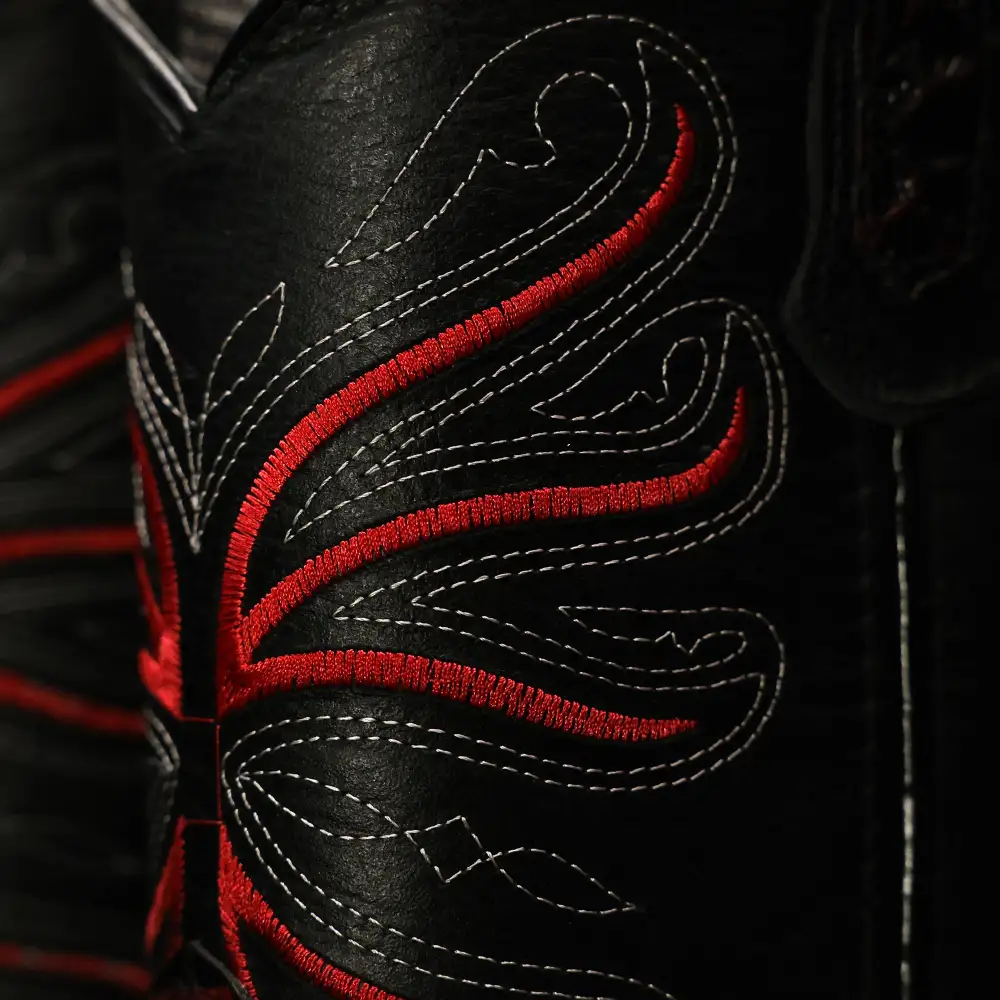 Black Cherry Anaconda Leather Boots - Square Toe