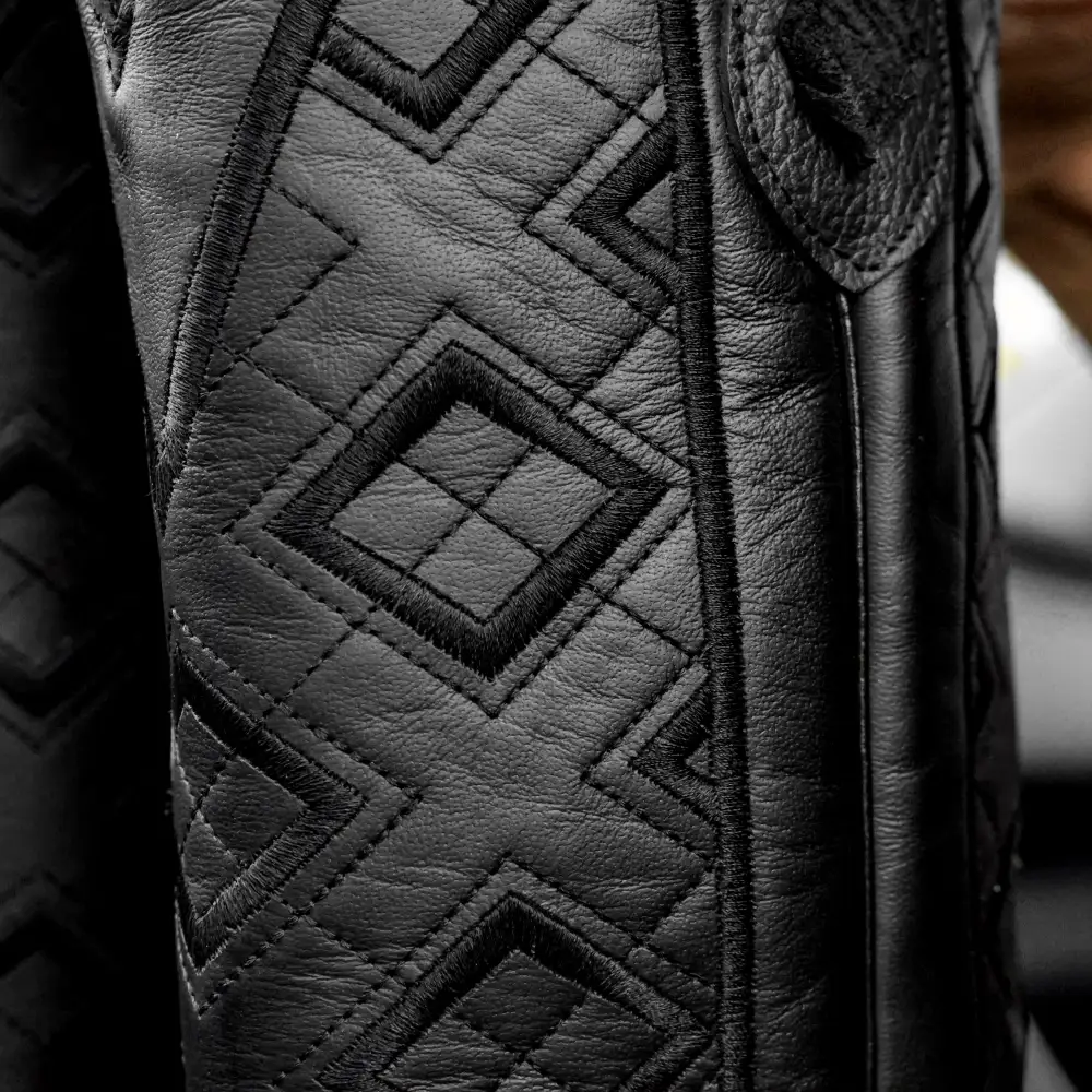 Black Rough-Out Pirarucu Leather Boots - Square Toe