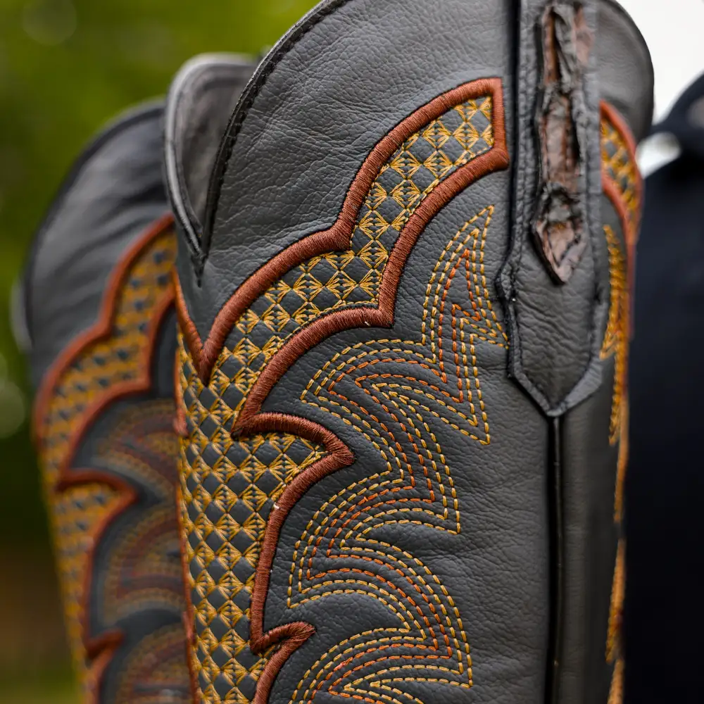 Brown Jumbo Pirarucu Leather Boots - Square Toe