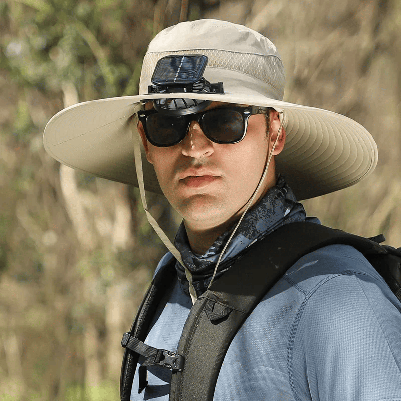 Solar-Powered Fan Outdoor Wide Brim Cooling Hat