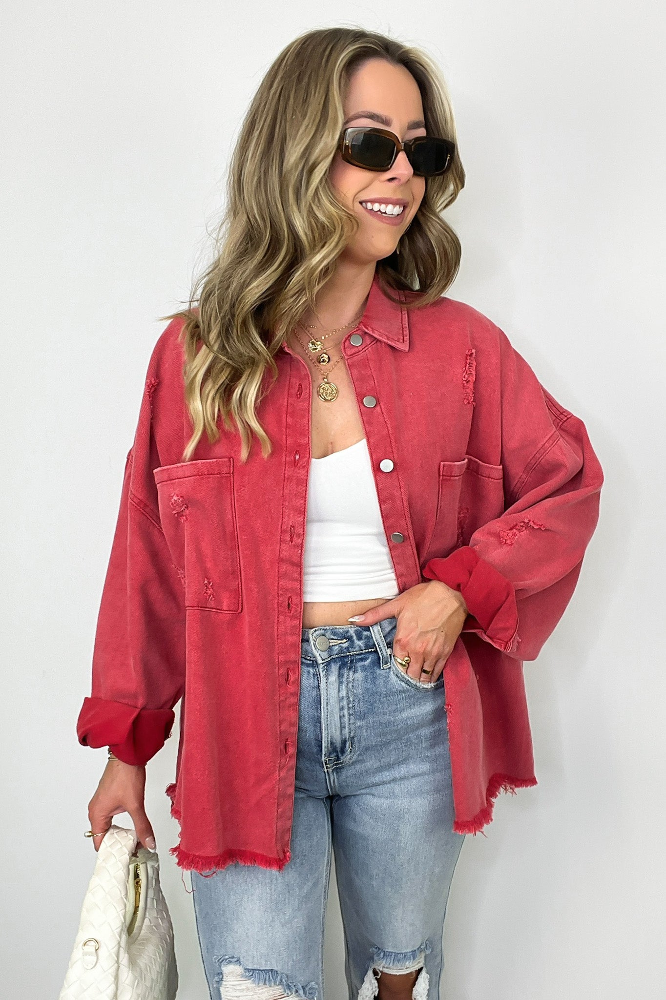 Oversized Distressed Denim Jacket
