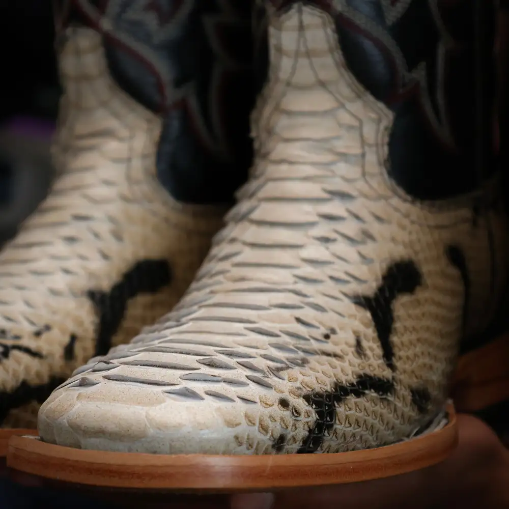 Men’s Natural Python Leather Boots — Square Toe