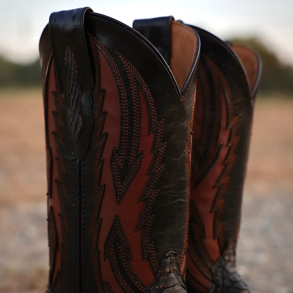 Rustic Brown Genuine Python Boots - Square Toe