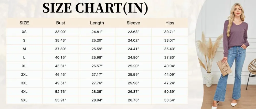 V-Neck Knit Sweater for Women - Apricot Basic Fitted Minimalist Crochet Details Breathable Lightweight Pullover Top