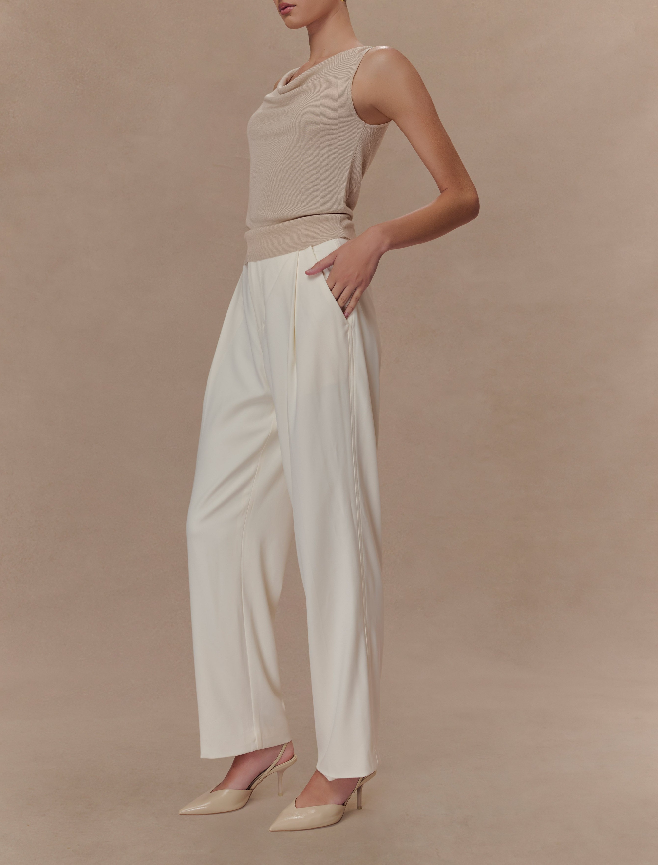 Stone Draped Front Knit Top