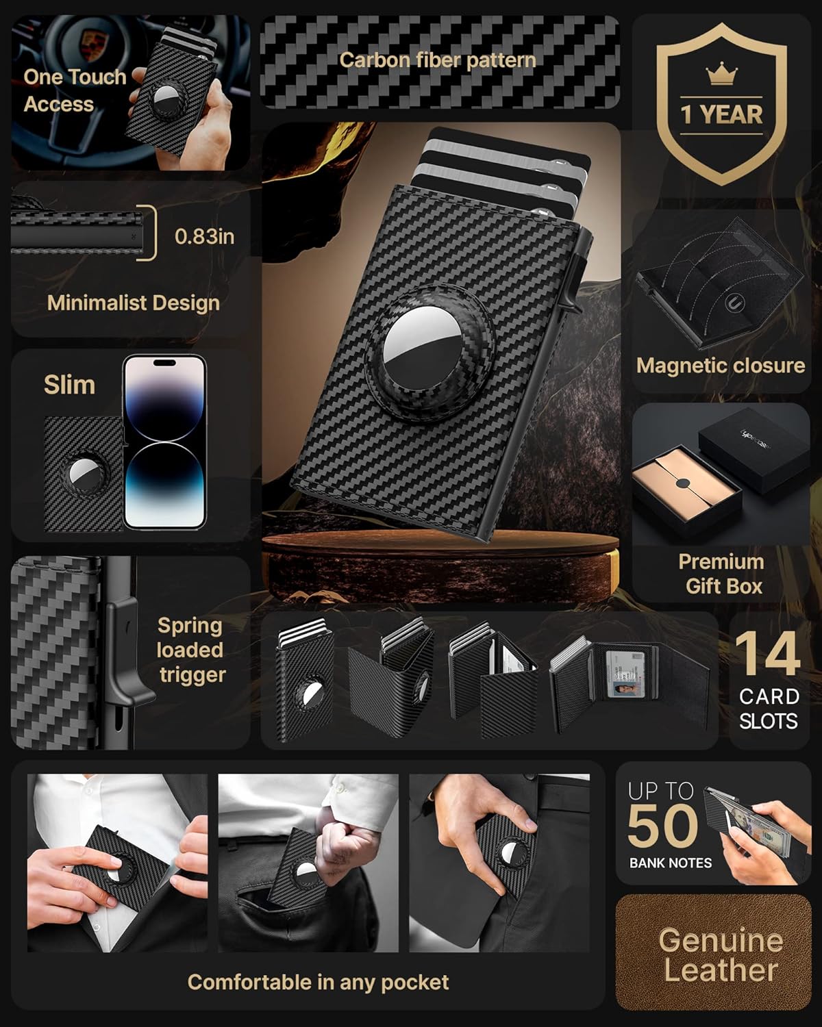 Men's Airtag Wallet  Sleek Security Meets Military-Grade Durability