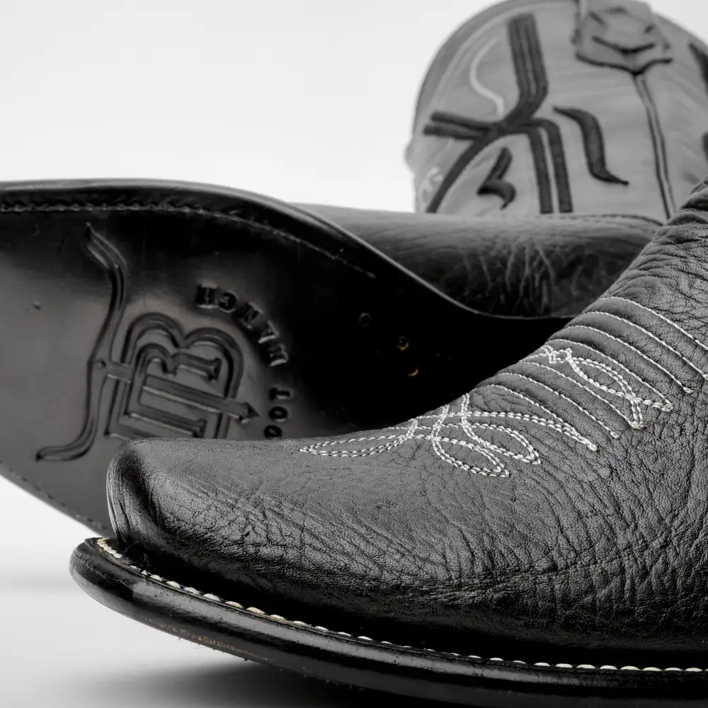 Genuine Black Bull Shoulder Boots - Cutter Toe