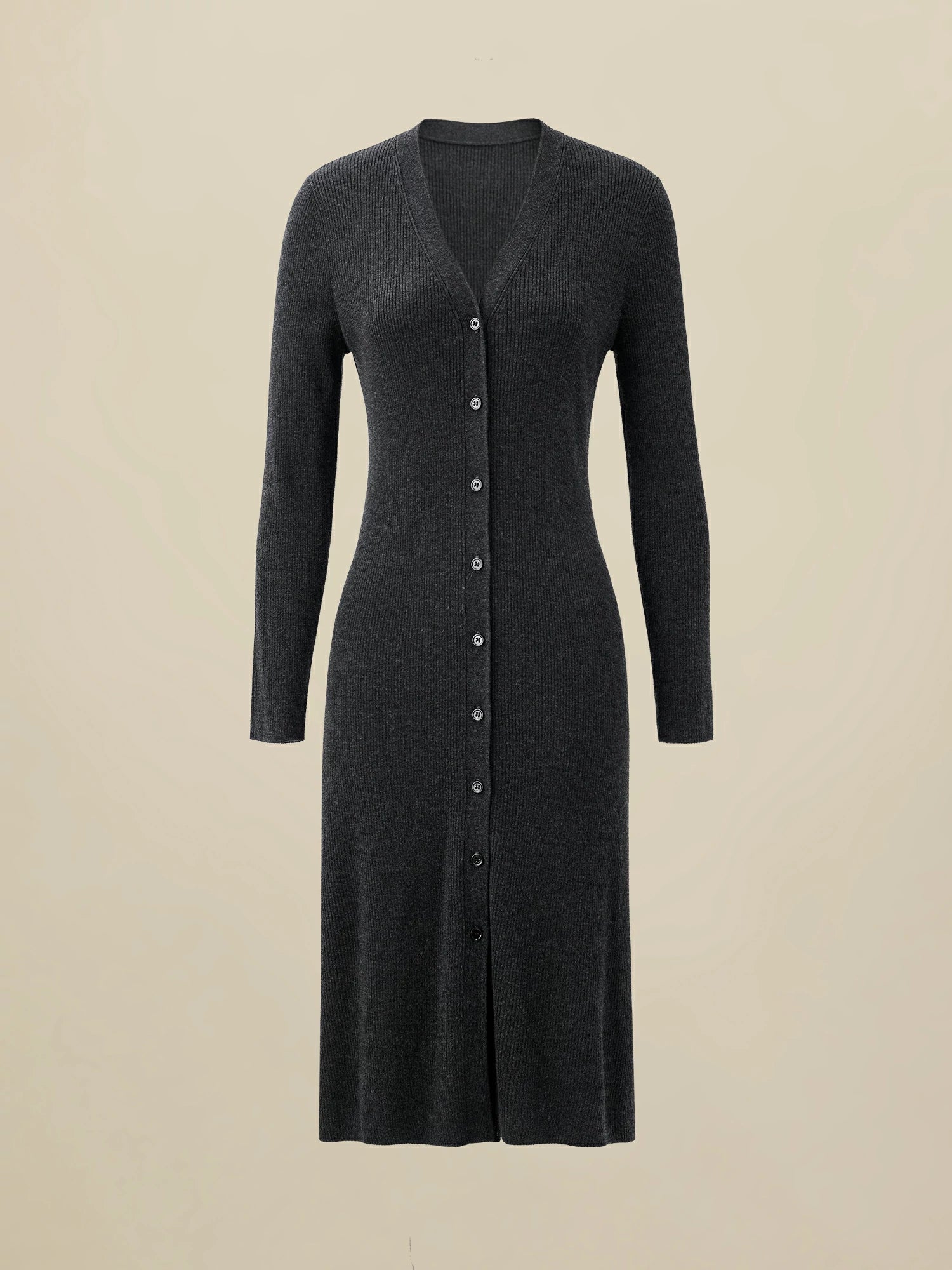 Silk & Wool Long Sleeve Button Down Knit Dress