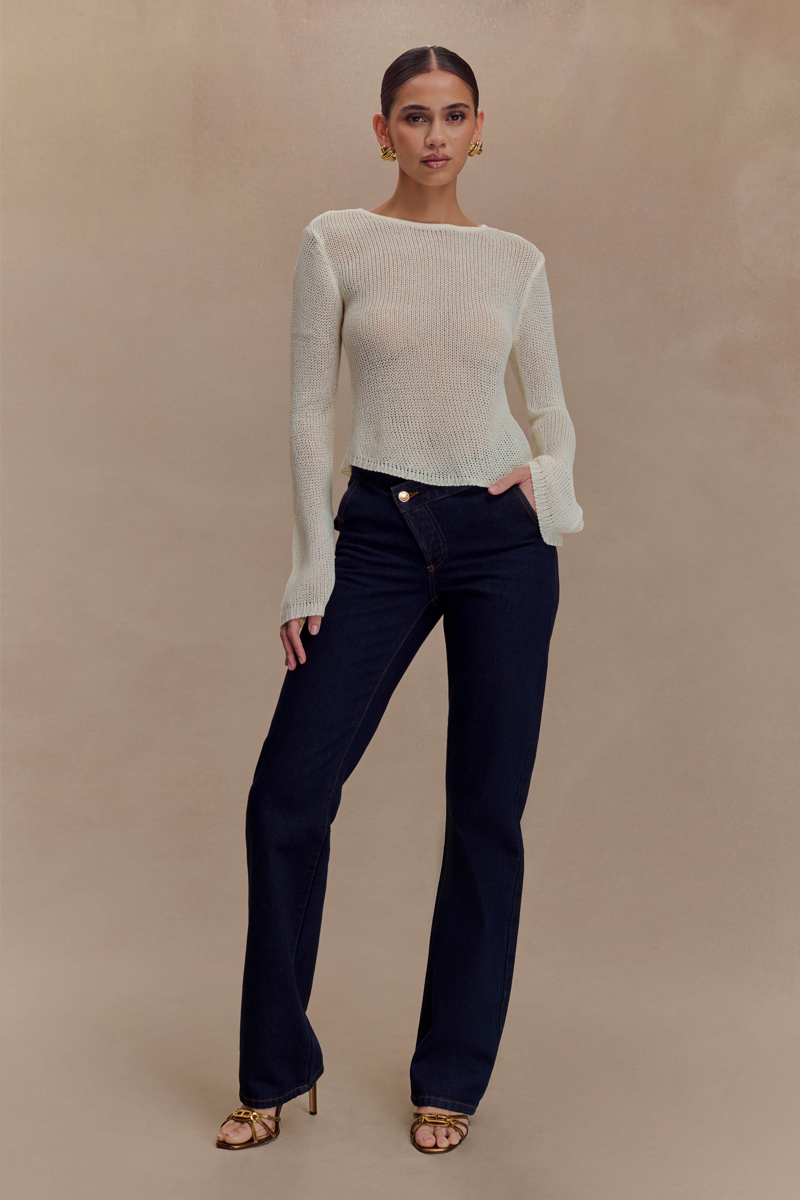White Long Sleeve Knit Top