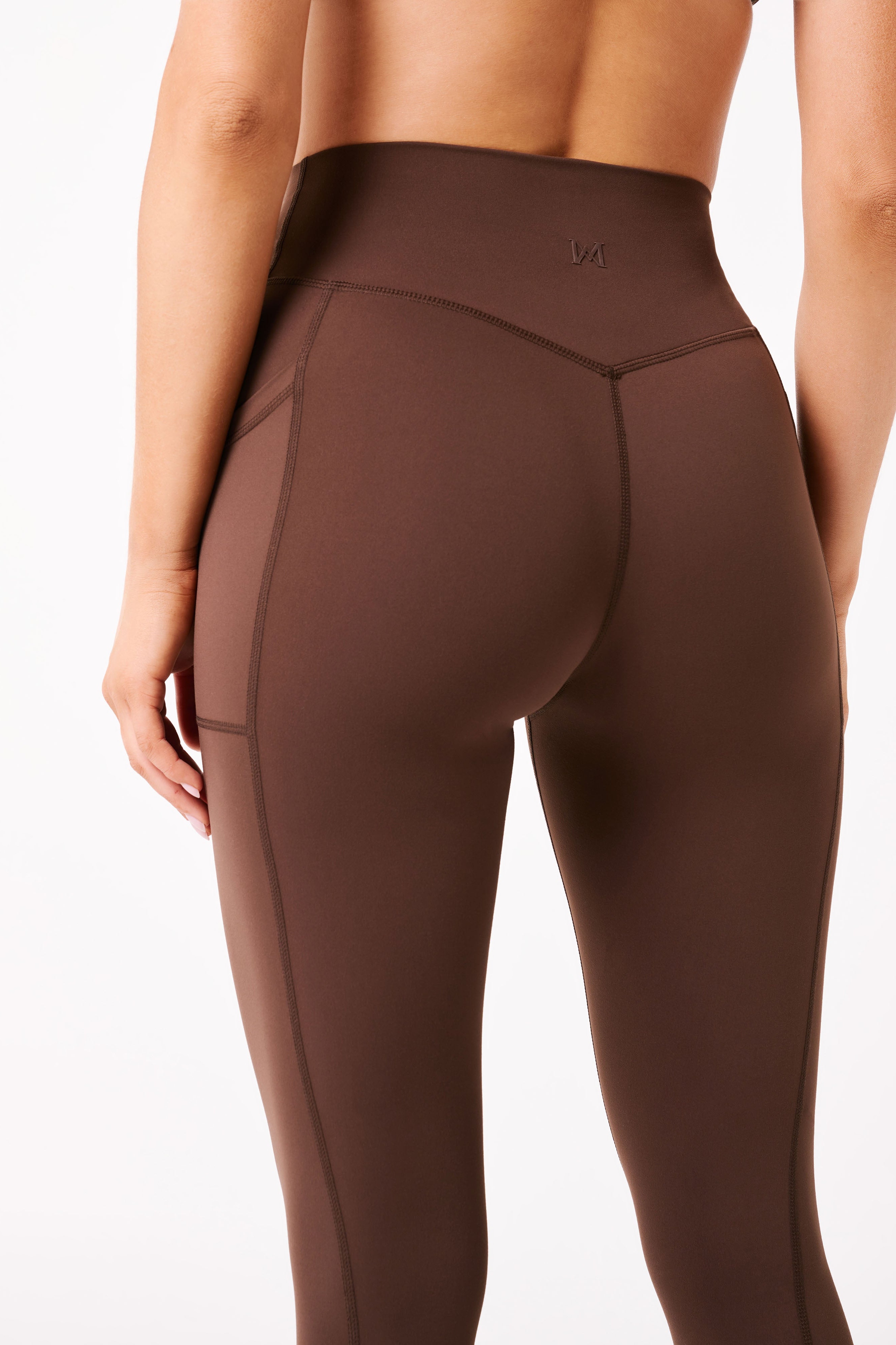 Chocolate V Back Leggings With Pockets