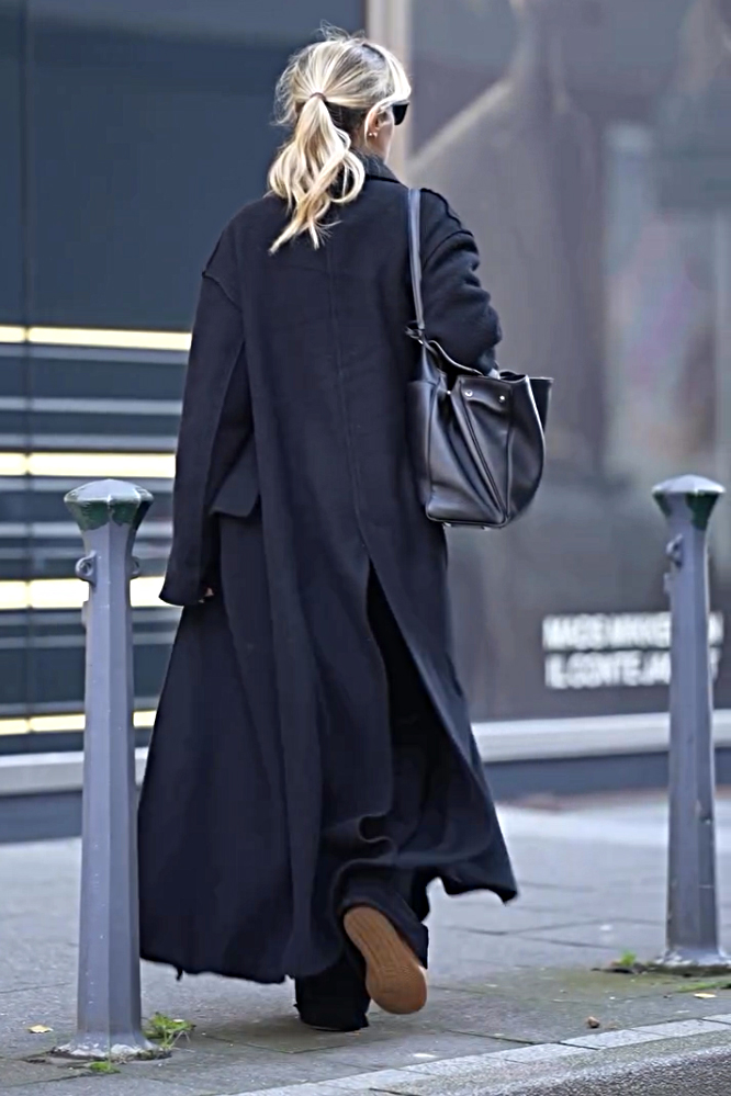 Solid color lapel casual long coat