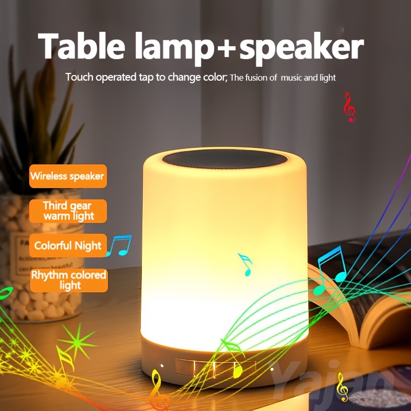 Wireless Night Light Speaker Bass Mini Sound For School Supplies Home Decor, Office, Camping