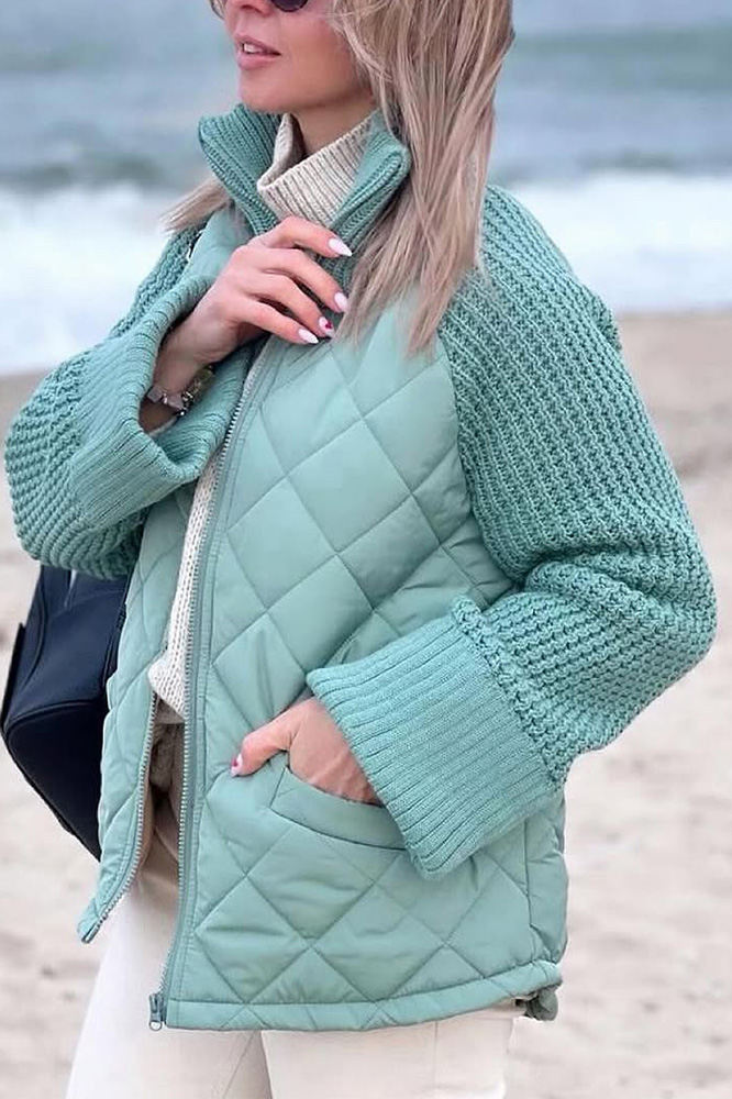 Women's Stylish Knitted Splicing Casual Jacket
