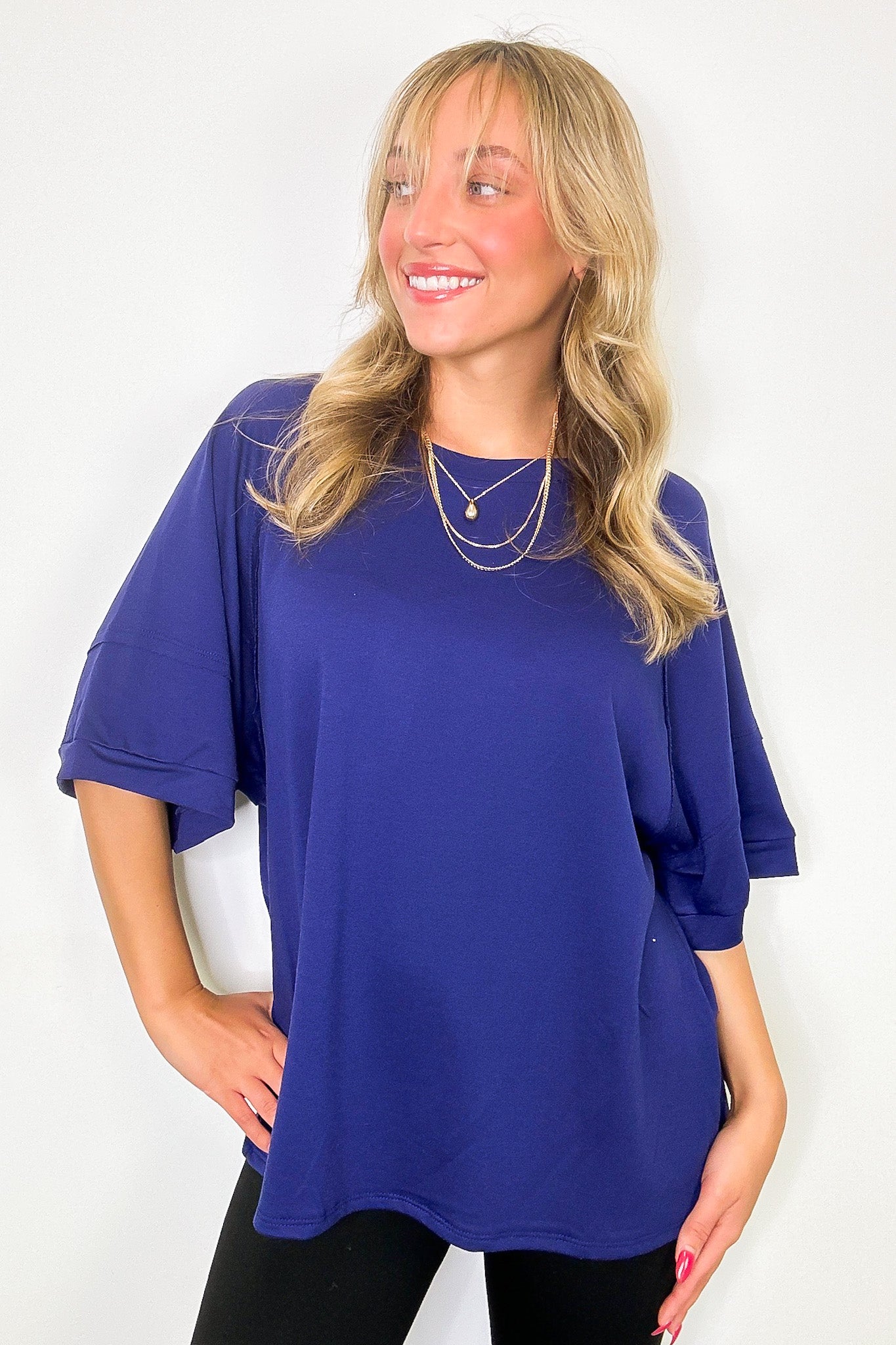 Chill Out Terry Knit Raw Edge Relaxed Top