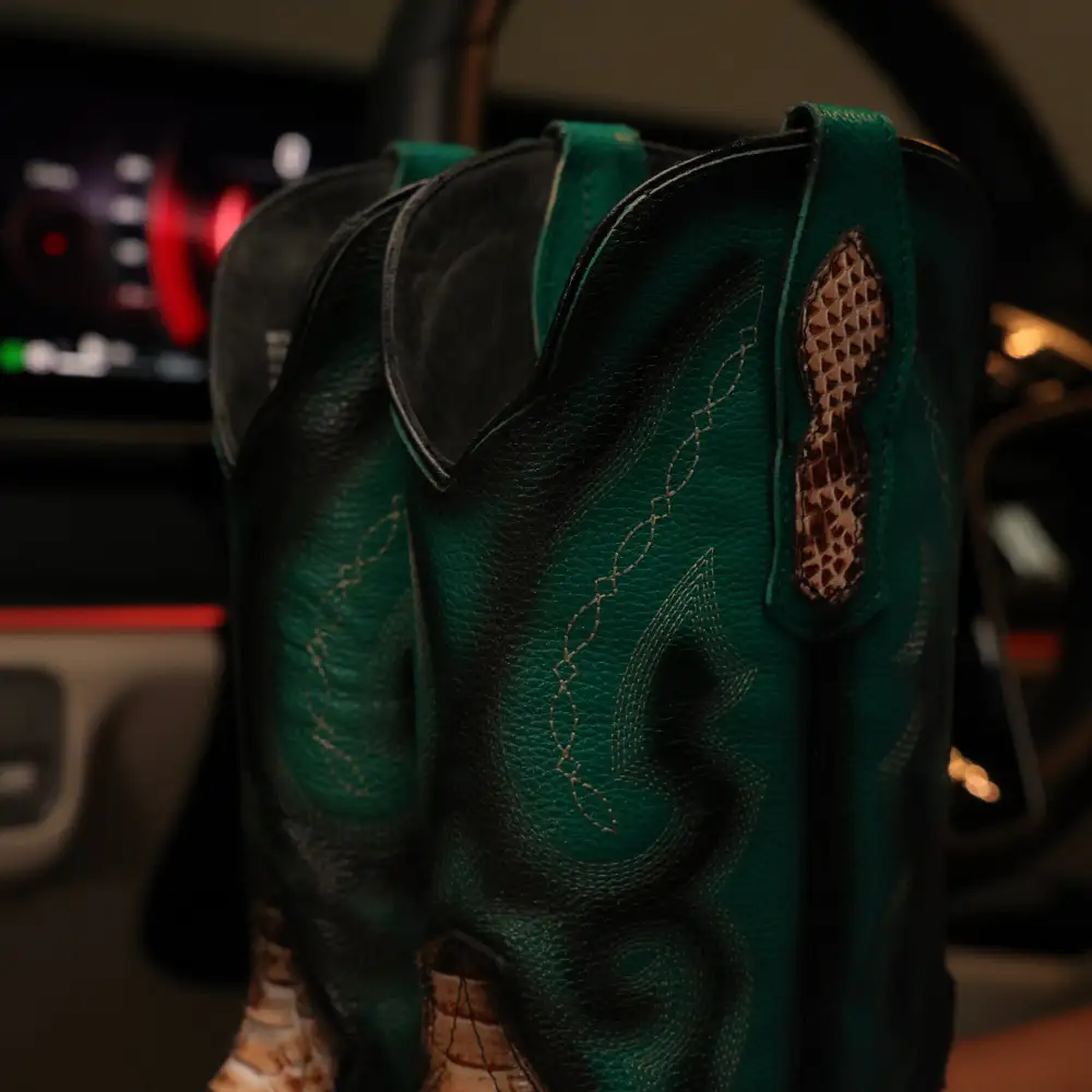 Natural Desert Python Leather Boots - Square Toe